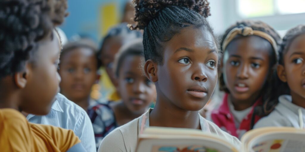 children reading together