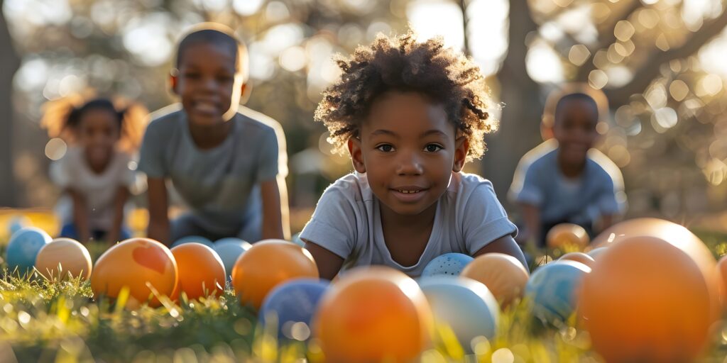 kids compete easter egg roll sunny lawn colorful eggs hd camera captures fun concept easter egg roll sunny lawn colorful eggs kids competition hd camera